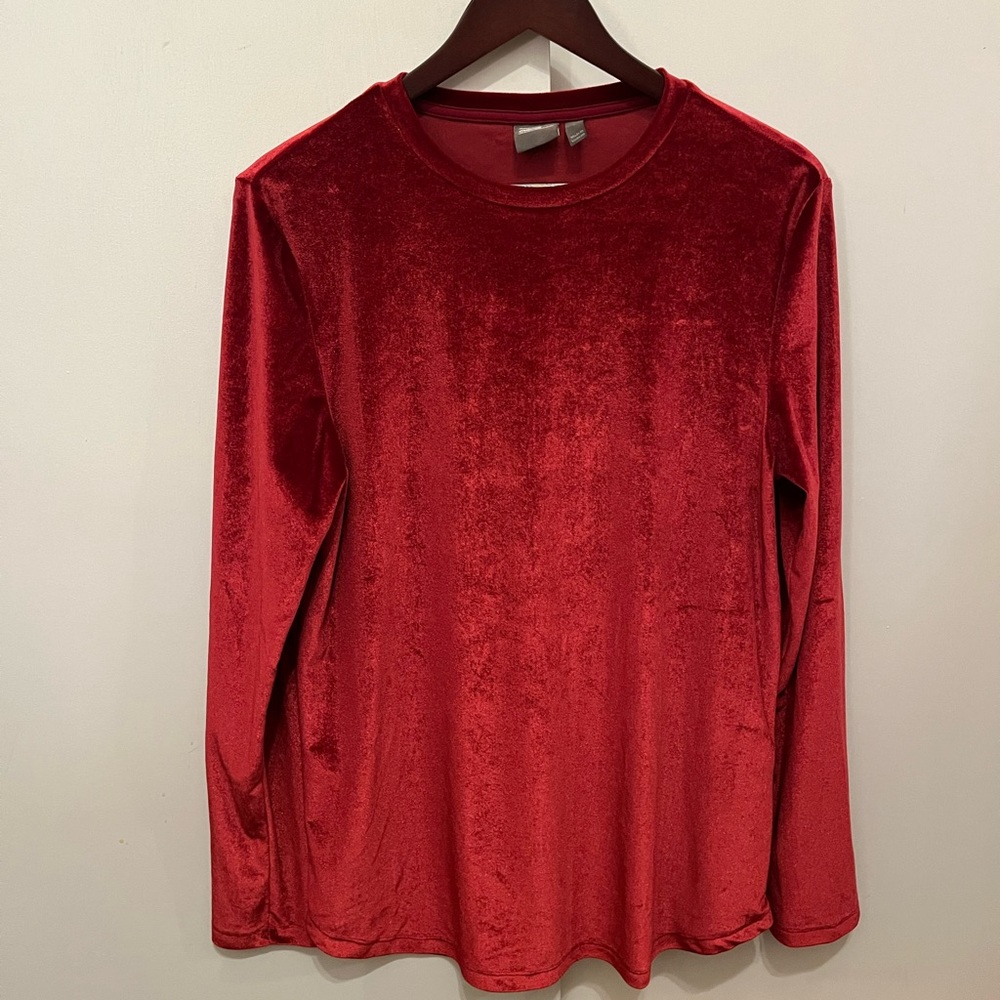 Long sleeve red velvet ASOS shirt